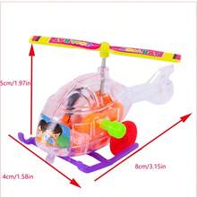 2 件全新发条直升机，带螺旋桨和起落架，透明迷你飞机玩具 - 彩色 - 查看 2