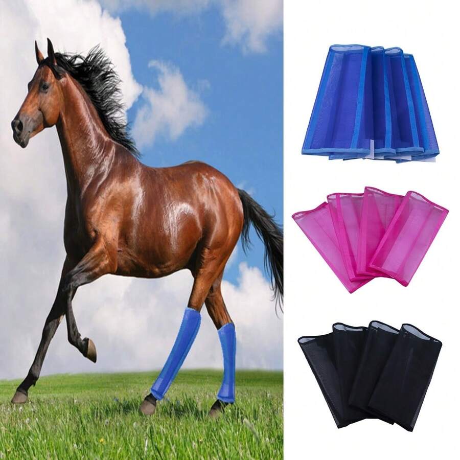 4Pcs Fly Boot For Horses Mesh Horse Fly Leggings Breathable Horse Boot - Multicolor - View 1