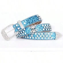 1pc Women's New Fashion Four Skull Rhinestone Decor Belt, Men's Punk Hip-Hop Leather Belt For Jeans Halloween - Skeleton - View 11