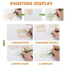 5/10/20pcs 20 Reusable Wooden Drawing Stencils For DIY Painting And Crafts - Perfect Gift For Birthdays, Christmas, Halloween, And Easter,Gift For Kids,Back To School - Multicolor - View 4