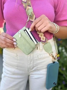 Phone Strap With Zippered Pouch Clip And Go Strap For Phone Cross Body Phone String With Zipper Wallet Pouch Phone Strap Crossbody The Perfect Companion For The Outdoors Perfect For Both Ladies And Men( 1 Is A Non-Detachable Model And The Color Of The Metal Parts Is Random) For Women Wallet Purse Wallet - Beige - View 3