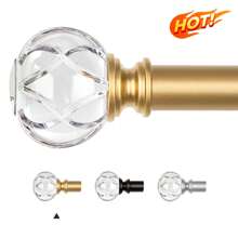 1 Inch Long Curtain Rods, Telescoping Curtain Rod For Windows, Decorative Drapery Rod With Crystal Netted Texture Ends, Black/Gold/Sliver - Luxury Gold - View 2