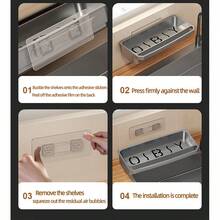 Égouttoir mural multifonctionnel, étagère à épices en plastique avec plateau d'égouttage pour plan de travail de cuisine et évier - Support de rangement en plastique ABS - Voir 8