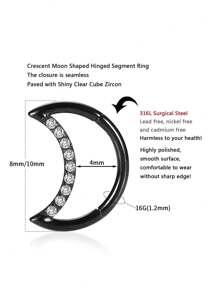 1 pièce Boucles d'oreilles hélix/daith en forme de lune pour femmes et hommes, anneau de clicker de septum, boucles d'oreilles créoles