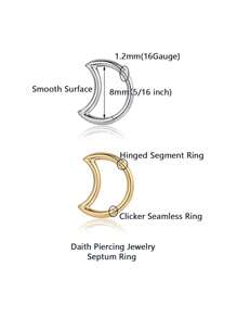 1 pièce Boucles d'oreilles hélix/daith en forme de lune pour femmes et hommes, anneau de clicker de septum, boucles d'oreilles créoles