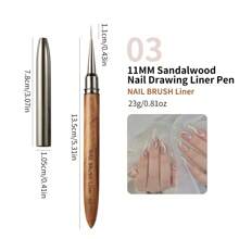 1支/套檀木美甲刷 - 日本美甲工具，可用于勾勒轮廓、构建线条和绘制线条