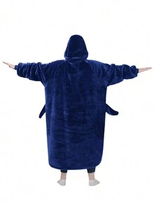 Shark Hoodie Blanket For Adult, Shark Wearable Blanket Hoodie Gifts For Women Men, Funny Blanket With Sleeves Is Funny Gift, Hooded Blanket Shark Gifts - 海軍 - 查看 2