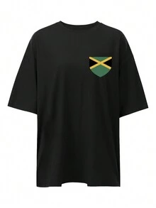 Customized Sports Team Oversized T-Shirt: Choose Your Favorite Football, Basketball, Rugby, Or Baseball Team. Customize With Team Number, Logo, And Personal Text/Images (Family Photos, Selfies, Pets, Friends) For Thanksgiving. Available In Women's Sizes. - Black - View 2