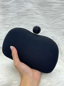 Women's Straw Clutch Party Bag Hand Wallet With Strap - màu đen - Xem 3