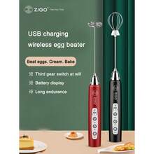 1pc Egg Beater For Charging Stainless Steel Milk Frother, Modern Silver Automatic Hand-Held Portable Battery Operated Whisk For Kitchen (Not Available While Charging) - Multicolor - View 3