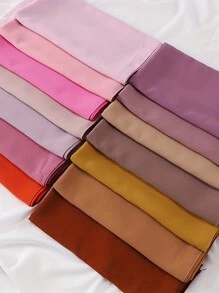 1 件女士长袍配饰经典简约纯色 43 英寸方形雪纺头巾，休闲优雅围巾披肩日常使用防晒 - A - 查看 11