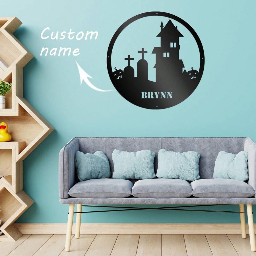 1 cái, Tên tùy chỉnh Halloween Sắt, Quà tặng Halloween tùy chỉnh, Quà tặng bạn trai và bạn gái tùy chỉnh, Quà tặng bạn bè, Trang trí phòng ngủ tùy chỉnh, Trang trí tiệc tùy chỉnh, Trang trí sắt kim loại phòng khách, - màu đen - Xem 1
