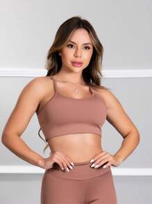 Basic Fitness Gym Top With Padding 10749 - 鏽棕色 - 查看 1