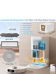 Bộ lọc tương thích với Dreame S10 S10 Pro L10S Ultra Xiaomi X10+ B101CN C102CN Phụ kiện thay thế máy hút bụi Robot 1 Bàn chải chính bằng cao su, 1 Bàn chải chính bằng tóc, 6 Bàn chải bên, 4 Bộ lọc HEPA, 6 Miếng lau nhà, 4 Túi đựng bụi, 1 Phụ tùng dụng cụ làm sạch - 23 CÁI - Xem 5