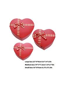 3pcs Gift Packaging Box Red Box Heart Shaped Boxes Heart Flower Boxes Pink Red Bridesmaid Gifts Box With Lids For Presents Bridesmaid Proposal Wedding Birthday Christmas Gift - S+M+L - View 8