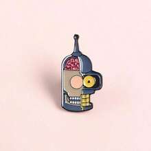 2pcs Personalized Cartoon Robot Head, Weird Brain, Futurama Brooch Pin-  Alloy Humor Pin - One-Of-A-Kind Fashion Accessory For Unforgettable Style - Multicolor - View 5