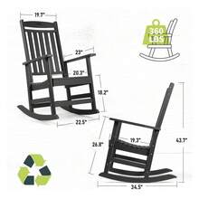 Patio Rocking Chairs, Lumber Rocker,All Weather Rocking Chair Outdoor,High Back Porch Rocker, Rocking Chairs For Porch,360lbs - Multicolor - View 2
