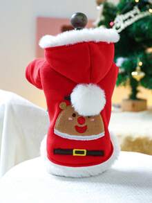 1pc Pet Clothes Dog Cat Apparel Christmas Style Christmas Bean Sweatshirt - Red - View 2