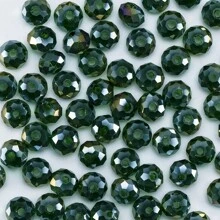 4mm, 6mm, 8mm Cuentas de cristal facetadas planas de color verde oscuro AB, cuentas de vidrio en forma de rueda para joyería, pulsera, collar y manualidades