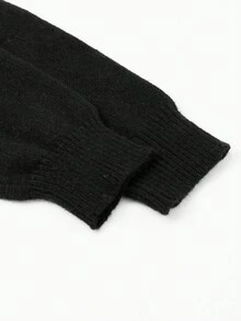 Women's Fashionable V-Neck Button-Up Cardigan Sweater, Casual Long Sleeve, Minimalist Style, Suitable For Outerwear, Relaxed & Rustic Vibe, Autumn/Winter - Black - View 4