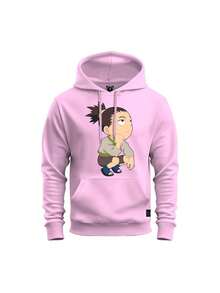 Premium Kangaroo Sweatshirt Printed Thoughtful Anime - 淺粉色 - 查看 2