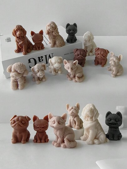 Moldes lindos y realistas de cachorros, gatos tridimensionales, velas hechas en casa, figuras de yeso o accesorios de fotografía, material de silicona reutilizable y de producción masiva (14 razas de perros diferentes, incluidos Labrador, Cocker Spaniel, Bulldog, West Highland, Teddy, Bichón, Pekines, Beagle, Pomerania)