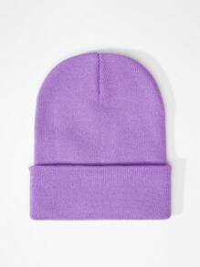 1pc Unisex Y2K Style Solid Color Knit Beanie Hat, Perfect For Casual Wear, Street Parties, Autumn & Winter Outdoor Activities, Warm & Windproof,School - Knitted Hat - View 44