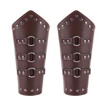 2pcs Handmade Personalized Cycling Arm Warmers, Simple Waxed Thread Woven Leather Wristband, Retro Medieval Punk Style Men's Wrist Strap - A - View 11