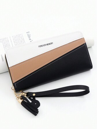 1 Pc Women's Three-Color Leather Long Zipper Hand Bag Handbag Single Pull Phone Bag Coin For Women Wallet Purse Wallet