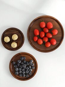 1 pieza Bandeja de madera, disponible en tamaños grande/mediano/pequeño, adecuada para uso doméstico como plato de fruta, plato de aperitivos, accesorio decorativo de escritorio, bandeja doméstica práctica y funcional - Multicolor - Ver 3