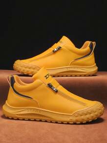 Men's Casual Sports Shoes, Outdoor Leather Shoes, Fashionable Versatile Zipper Low Top Ankle Boots