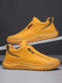 Men's Casual Sports Shoes, Outdoor Leather Shoes, Fashionable Versatile Zipper Low Top Ankle Boots
