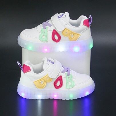 1 Pair White With Rose Red New Style Baby Girl Shoes, 1 Pair Children Shoes With Lights, 1 Pair Infant Shoes, 1 Pair PU Leather Small White Shoes With Lights, 1 Pair Toddler Sports Shoes, 1 Pair Flats, 1 Pair Soft Bottom Girls Shoes, 1 Pair Infant Shoes, 1 Pair Outdoor Shoes, Shoe Insole Length 13.5-18.1cm, Fashionable And Versatile Children Shoes