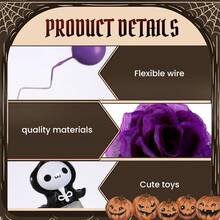 44 piezas Decoraciones de pastel de Halloween Adornos de pastel de muñeca de la miércoles Addams Globos mini rosas Flor fantasma Decoraciones de pastel gótico - 44 piezas - Ver 4