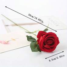 1 件情人节人造单枝玫瑰花，毛绒天鹅绒玫瑰仿真花，情人节，礼物 - 紅色 - 查看 2