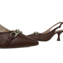 Mozione Open Back Pumps Heel Cup With Chain 081 - Rust Brown - View 5