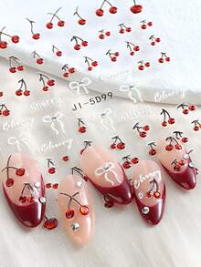 4 Gói Nhãn Dán Nghệ Thuật Móng Tay Kawaii Cherry Bow 5D, Màu Đỏ Và Trắng Dễ Thương Với Kim Cương Giả Ngọc Trai Nơ Ngôi Sao Trái Tim Nổi Hoa Văn Dễ Thương Tiệc Y2K Giáng Sinh Móng Tay Nghệ Thuật Trang Trí DIY Tự Dính Miếng Dán Trượt Đồ Dùng Nghệ Thuật Làm Móng - Nhiều màu - Xem 6