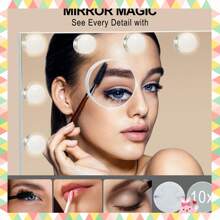 60x50CM Hollywd Mirror With Dimmable LED Bulbs Vanity Make Up Table Wall Light Bathroom Accessories Back To School - White - View 7