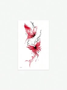 1pc Durable Realistic Temporary Tattoo, Scarlet Phoenix Design - Multicolor - View 2