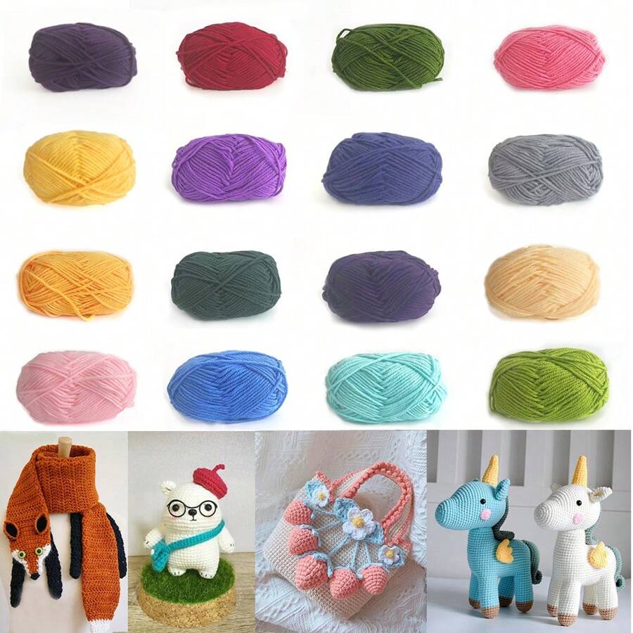 4pcs 25g/Pc Multi-Strand Yarn Suitable For DIY Weaving Fake Flower Bouquet, Scarf, Hat, Sweater, Doll