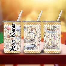 1 bình nước dễ thương 12oz in họa tiết gấu Pooh có nắp, ống hút, cốc thép không gỉ cách nhiệt hai lớp chống rò rỉ có thể tái sử dụng đựng sữa, cà phê, sinh tố, nước trái cây và đồ uống, thích hợp cho sinh nhật, giáng sinh, cắm trại và trở lại trường - Đầy màu sắc - Xem 2