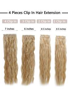 24 Inch 4 Packs Clip-In Hair Extensions Clip-In Water Wave Hair Extensions Thick Long Hair Pieces For Women Full Head - Piano Color - View 3