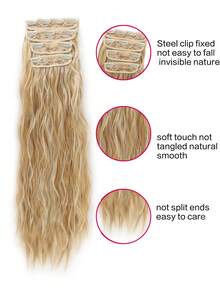 24 Inch 4 Packs Clip-In Hair Extensions Clip-In Water Wave Hair Extensions Thick Long Hair Pieces For Women Full Head - Piano Color - View 4