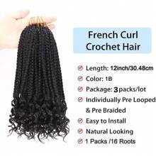 Goddess French Curl Box Braids Crochet Hair 12Inch Crochet Braids With Curly Ends Pre Looped French Curl Braiding Hair Extensions For Women Daily Party Use - Multicolor - View 6