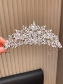 1pc High-End Elegant White Crown Headband Hair Accessory For Girls - White - View 1