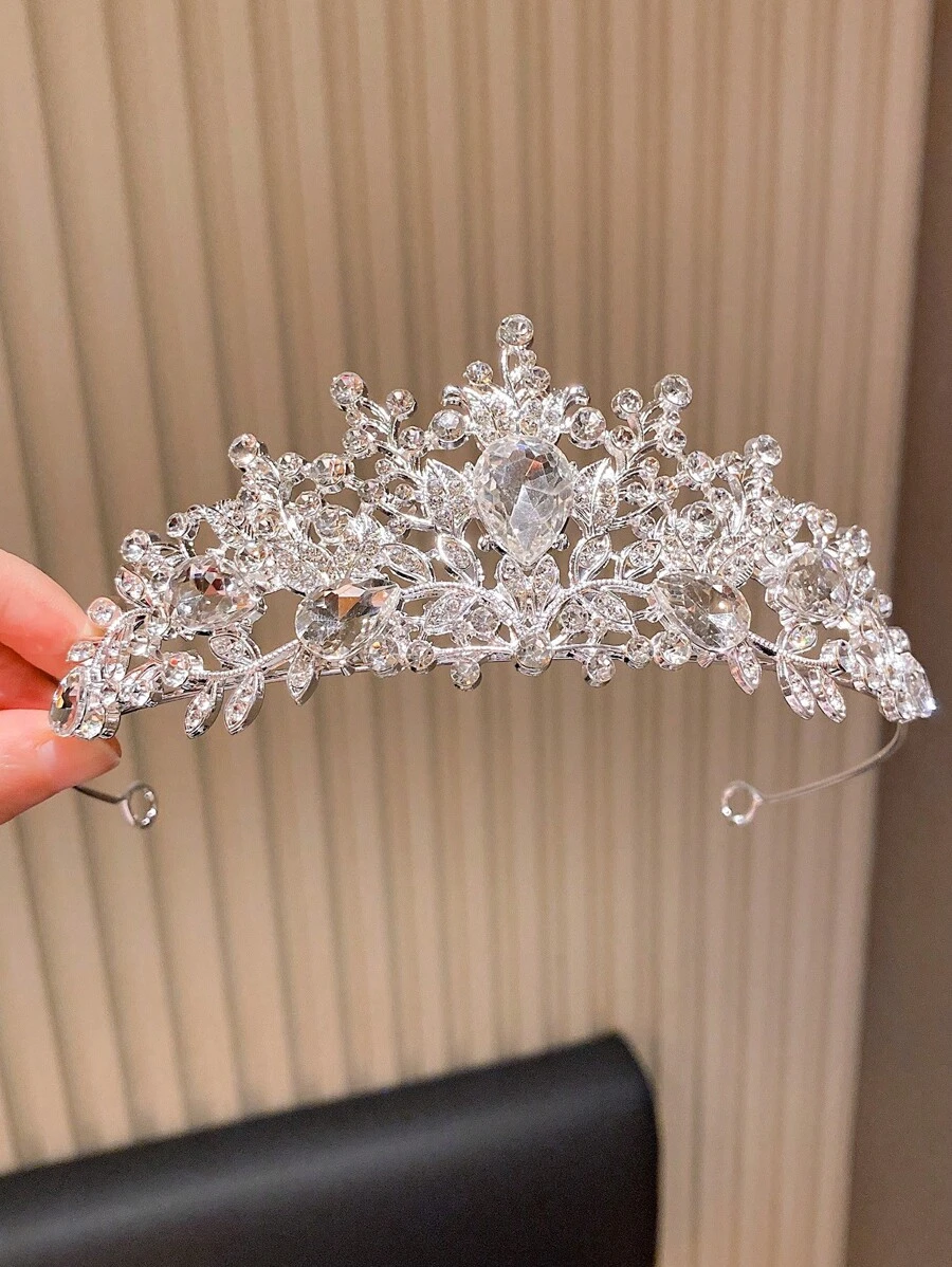 1pc High-End Elegant White Crown Headband Hair Accessory For Girls - White - View 1
