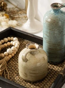 3 Hand-Made Ceramic Bohemian Vases Of Different Sizes, Rustic Farmhouse Style, Perfect For Living Room Decor, Dining Room Decor, Tabletop Decor And Holiday Gift-Giving. Gifts Birthday Graduation Home Decor Flower Vase Glass Vase