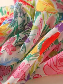 1pc Elegant Floral Print Tassel Decorated Wrap Scarf For Women, Sunscreen Beach Shawl Cardigan - Multicolor - View 2
