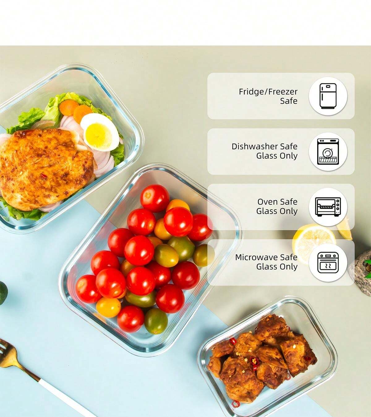 [10-PACK] High Borosilicate Glass Meal Prep Containers With Steam Vent ...