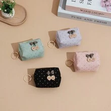 Corduroy Glitter Bow Coin Purse